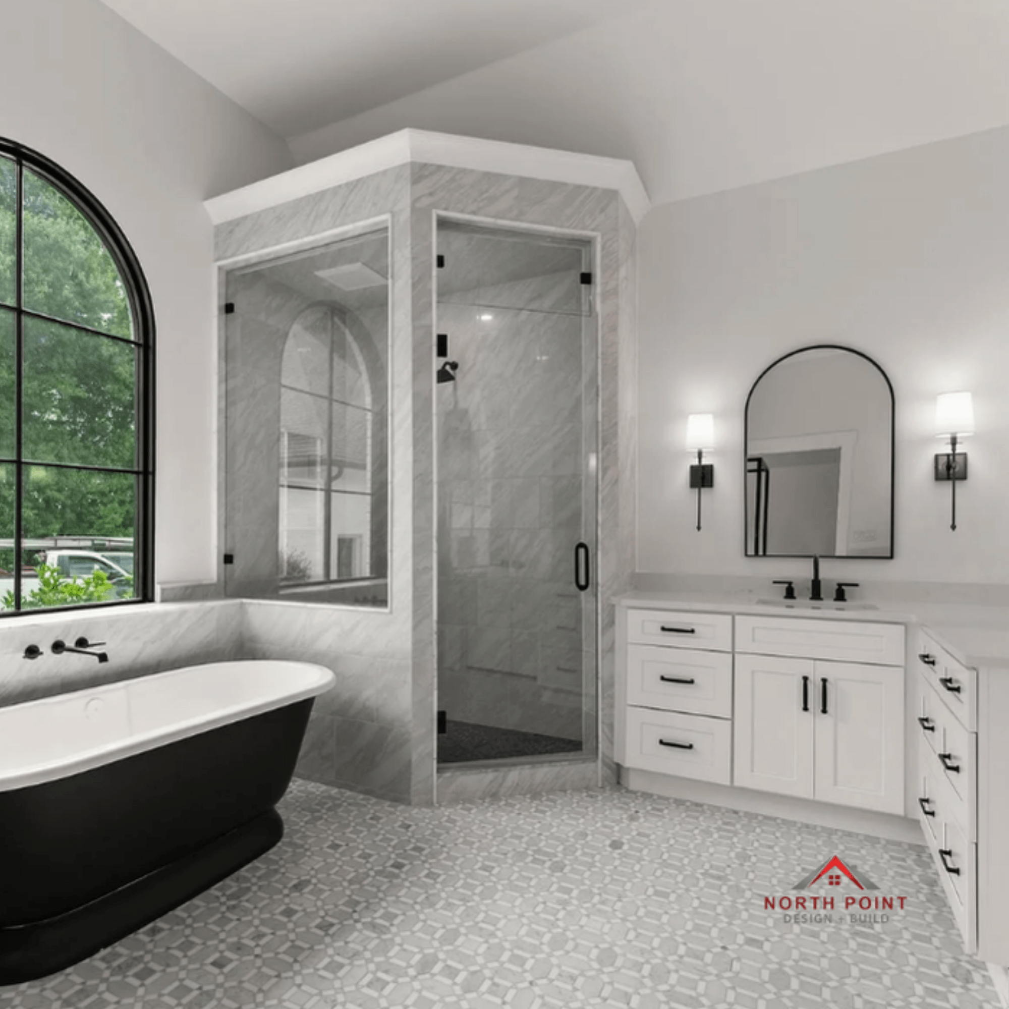 Midnight Blue cabinet master bath