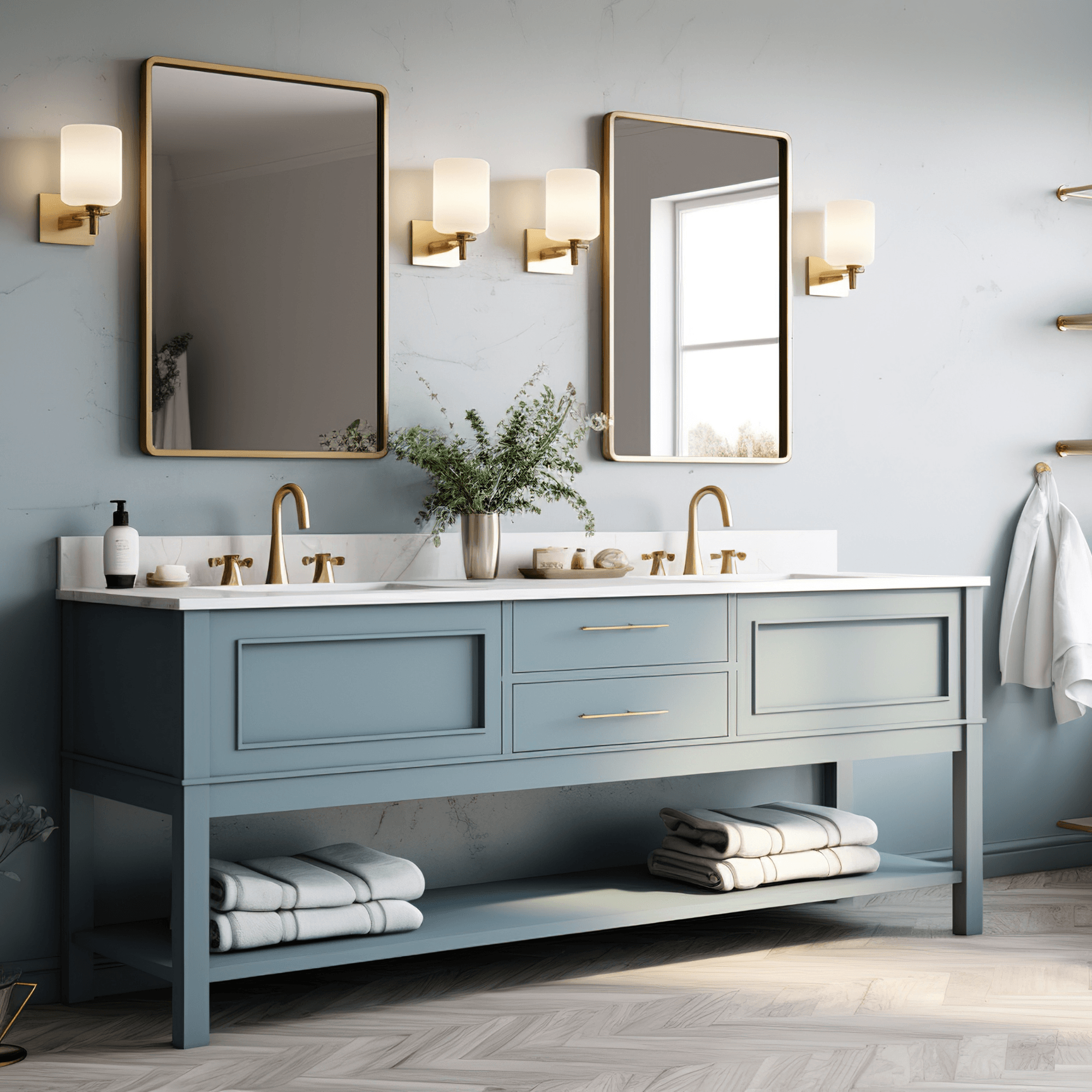 Slate modern cabinets in guest bath