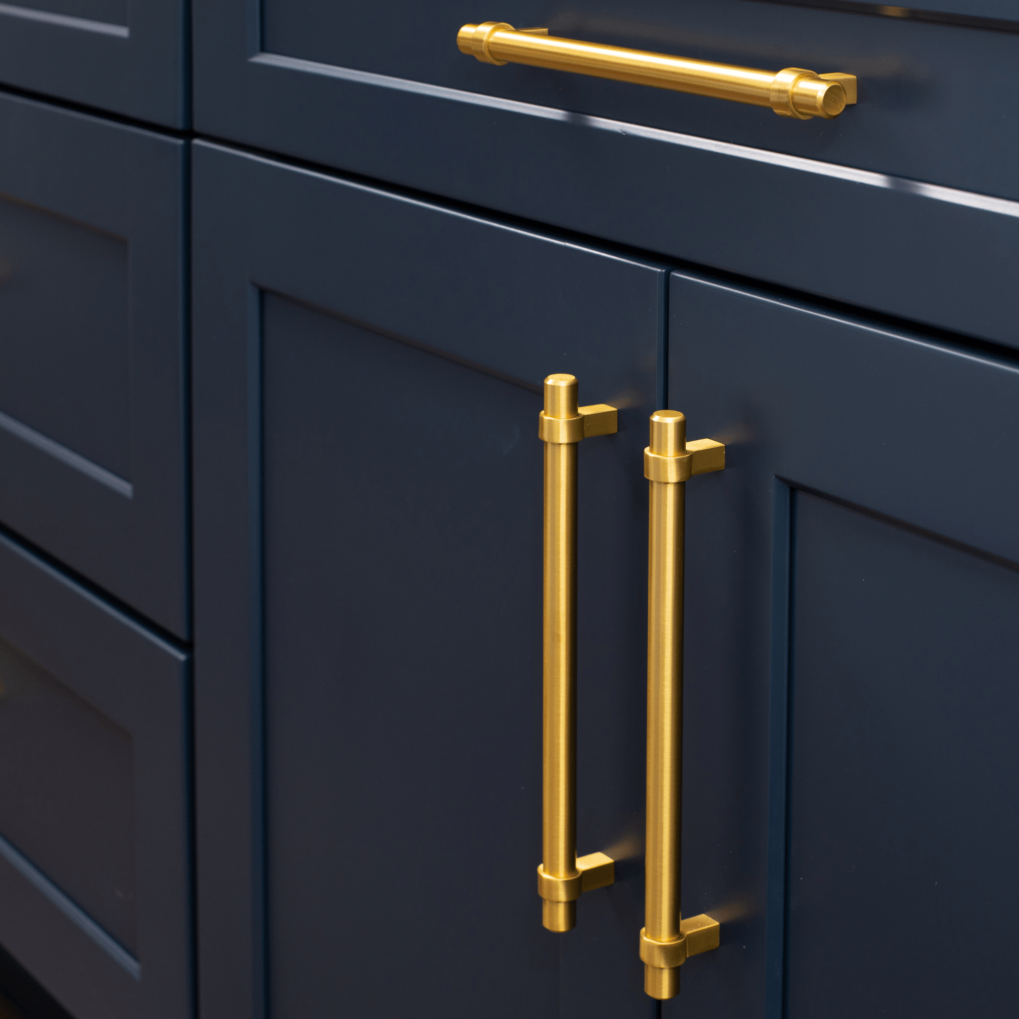 Deep blue with gold hardward