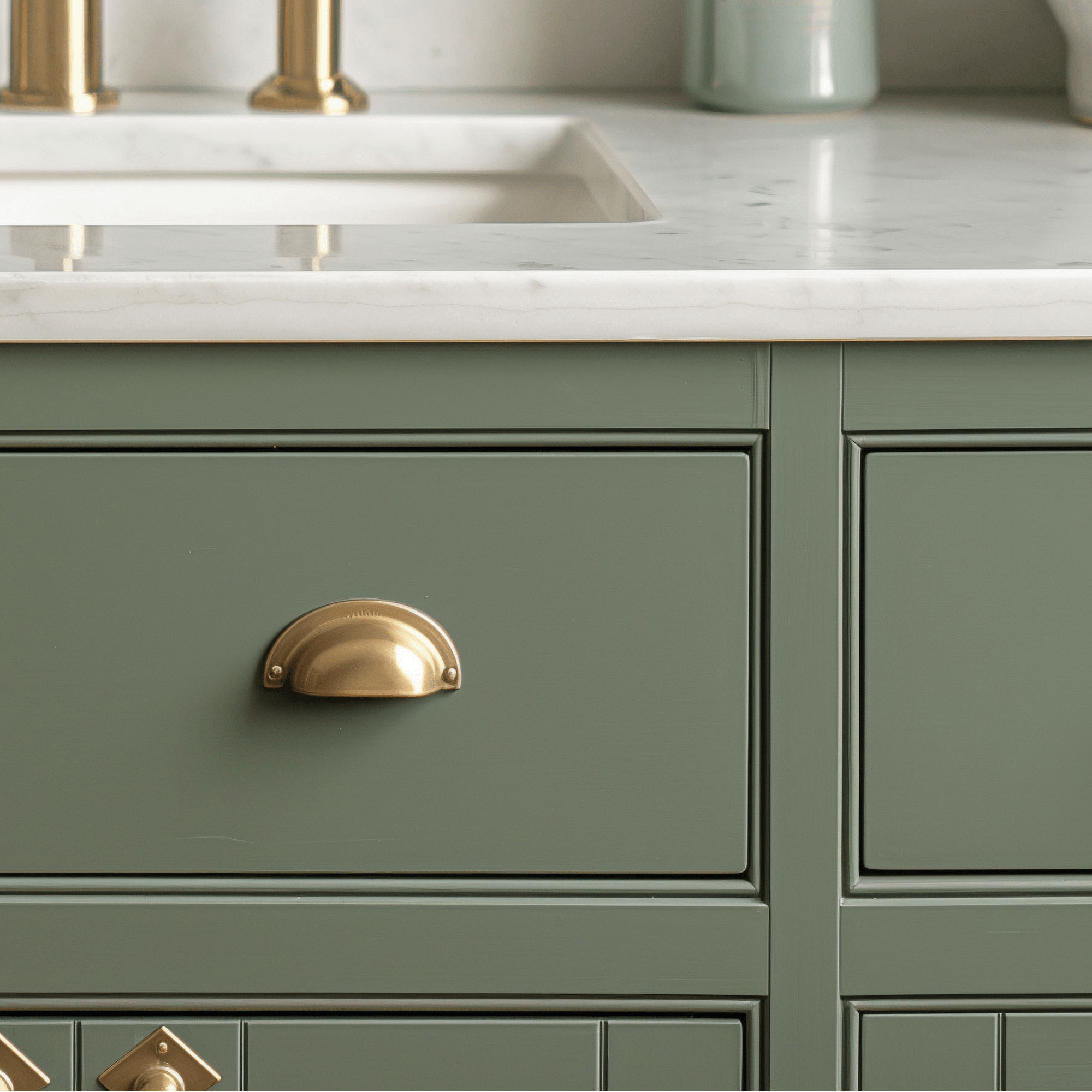 Green Cabinet with bronze pull